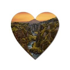 Landscape-cannon-river-mountain Heart Magnet