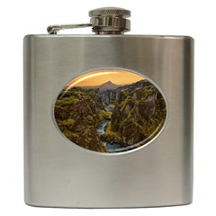 Landscape-cannon-river-mountain Hip Flask (6 oz)