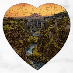 Landscape-cannon-river-mountain Jigsaw Puzzle (Heart)