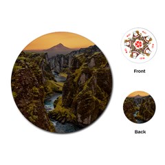 Landscape-cannon-river-mountain Playing Cards Single Design (Round)