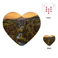 Landscape-cannon-river-mountain Playing Cards Single Design (Heart)