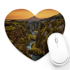 Landscape-cannon-river-mountain Heart Mousepads