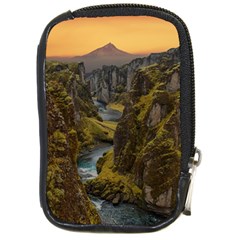 Landscape-cannon-river-mountain Compact Camera Leather Case by Sudhe