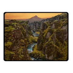 Landscape-cannon-river-mountain Fleece Blanket (small)