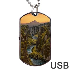 Landscape-cannon-river-mountain Dog Tag USB Flash (Two Sides)