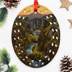 Landscape-cannon-river-mountain Ornament (Oval Filigree)