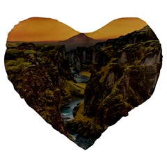 Landscape-cannon-river-mountain Large 19  Premium Heart Shape Cushions