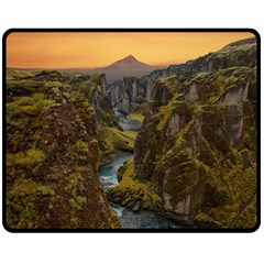 Landscape-cannon-river-mountain Double Sided Fleece Blanket (medium)  by Sudhe