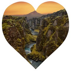 Landscape-cannon-river-mountain Wooden Puzzle Heart