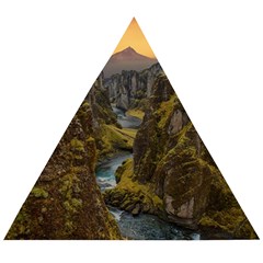 Landscape-cannon-river-mountain Wooden Puzzle Triangle