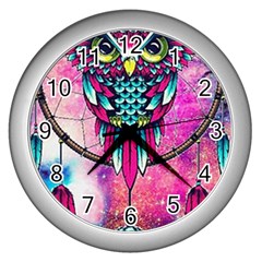 Owl Dreamcatcher Wall Clock (silver) by Sudhe