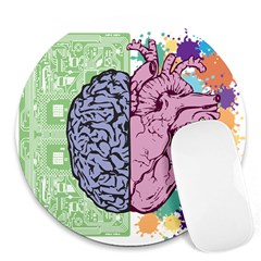 Brain-heart-balance-emotion Round Mousepads by Sudhe