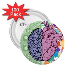 Brain-heart-balance-emotion 2.25  Buttons (100 pack) 