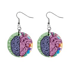 Brain-heart-balance-emotion Mini Button Earrings