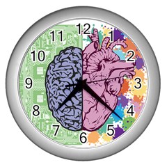 Brain-heart-balance-emotion Wall Clock (Silver)