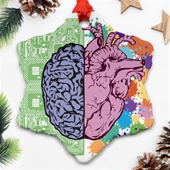 Brain-heart-balance-emotion Snowflake Ornament (Two Sides)