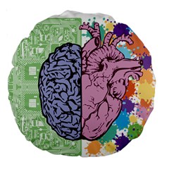 Brain-heart-balance-emotion Large 18  Premium Round Cushions