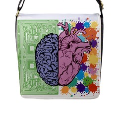 Brain-heart-balance-emotion Flap Closure Messenger Bag (l) by Sudhe