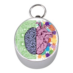 Brain-heart-balance-emotion Mini Silver Compasses by Sudhe