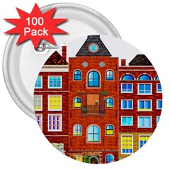 Town-buildings-old-brick-building 3  Buttons (100 Pack)  by Sudhe