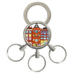 Town-buildings-old-brick-building 3-ring Key Chain by Sudhe