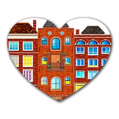 Town-buildings-old-brick-building Heart Mousepads by Sudhe