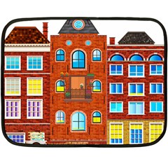 Town-buildings-old-brick-building Double Sided Fleece Blanket (mini)  by Sudhe