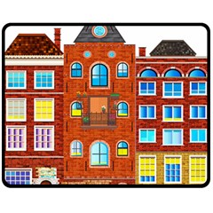 Town-buildings-old-brick-building Fleece Blanket (medium)  by Sudhe