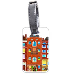 Town-buildings-old-brick-building Luggage Tag (two Sides) by Sudhe