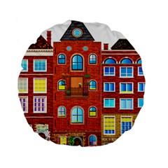 Town-buildings-old-brick-building Standard 15  Premium Round Cushions by Sudhe