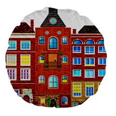 Town-buildings-old-brick-building Large 18  Premium Round Cushions by Sudhe