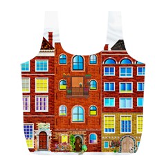 Town-buildings-old-brick-building Full Print Recycle Bag (l) by Sudhe