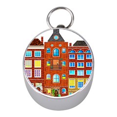 Town-buildings-old-brick-building Mini Silver Compasses by Sudhe