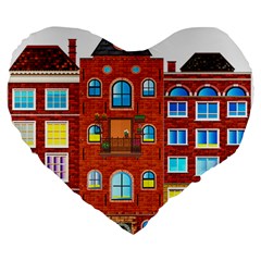 Town-buildings-old-brick-building Large 19  Premium Flano Heart Shape Cushions by Sudhe