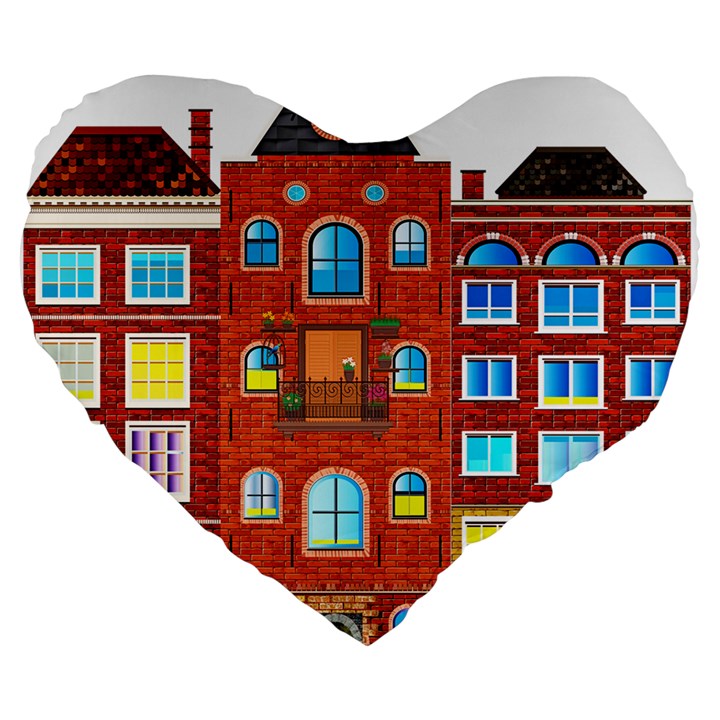 Town-buildings-old-brick-building Large 19  Premium Flano Heart Shape Cushions