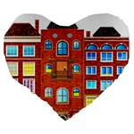 Town-buildings-old-brick-building Large 19  Premium Flano Heart Shape Cushions Back