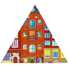 Town-buildings-old-brick-building Wooden Puzzle Triangle by Sudhe