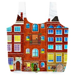 Town-buildings-old-brick-building Full Print Recycle Bag (xxl) by Sudhe