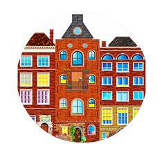 Town-buildings-old-brick-building Mini Round Pill Box (pack Of 5)