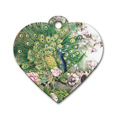 Peafowl Peacock Feather-beautiful Dog Tag Heart (two Sides) by Sudhe