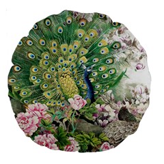 Peafowl Peacock Feather-beautiful Large 18  Premium Round Cushions by Sudhe