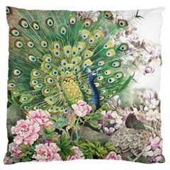 Peafowl Peacock Feather-beautiful Large Flano Cushion Case (one Side) by Sudhe