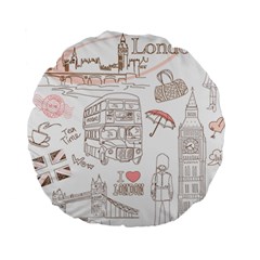 London-paris-drawing-vector-london-comics Standard 15  Premium Flano Round Cushions by Sudhe