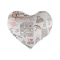 London-paris-drawing-vector-london-comics Standard 16  Premium Flano Heart Shape Cushions by Sudhe