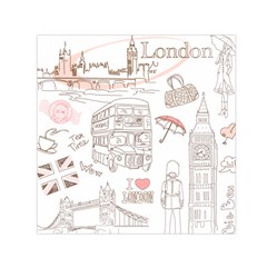 London-paris-drawing-vector-london-comics Small Satin Scarf (square) by Sudhe