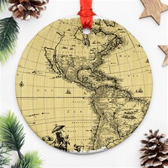 Map-vintage-old-ancient-antique Ornament (round) by Sudhe