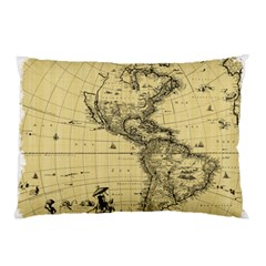 Map-vintage-old-ancient-antique Pillow Case (two Sides) by Sudhe