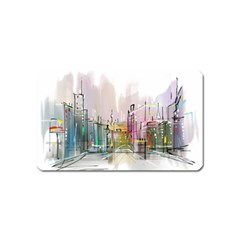 Drawing-watercolor-painting-city Magnet (name Card) by Sudhe