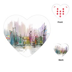 Drawing-watercolor-painting-city Playing Cards Single Design (heart) by Sudhe