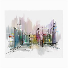 Drawing-watercolor-painting-city Small Glasses Cloth (2 Sides) by Sudhe